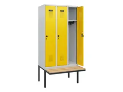 locker met bank,HxBxD 1950x900x815mm,3vak,vak B 300mm,draaigrendel