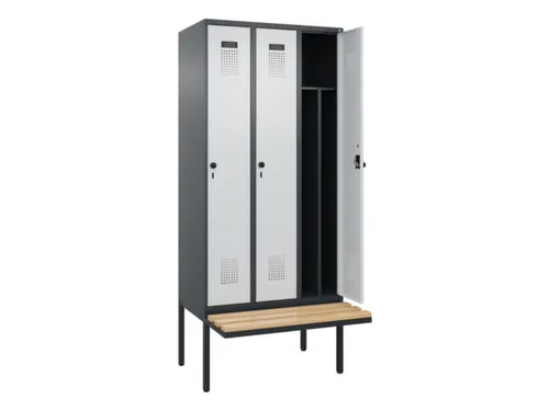 locker met bank,voor scheiding van kleding,HxBxD 2120x900x815mm,3vak