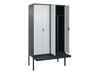 PBM-locker met bank,HxBxD 2120x1200x815mm,4vak,vak B 300mm - 2