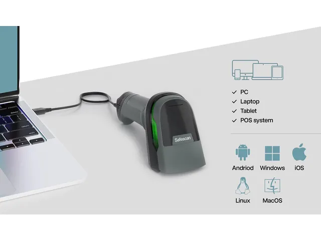Safescan 330-W Barcodescanner met standaard 1D en 2D barcodes USB-A