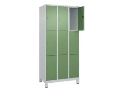 lockerkast,HxBxD 1950x900x500mm,3x3vakken,vak B 300mm,cil.-slot,voeten