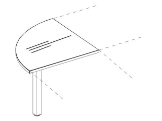 koppelelement voor bureau,90 °,HxBxD 720-840x800x800mm,rond,CC-zwart - 5