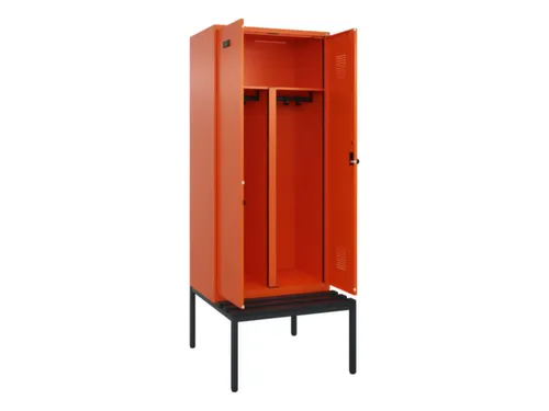 PBM-locker met bank,HxBxD 2120x800x815mm,2vak,vak B 400mm,draaigrendel