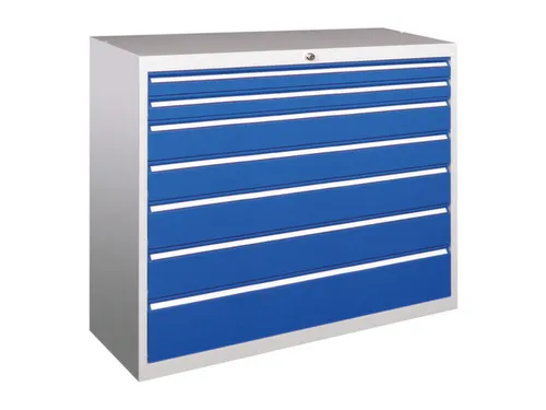 ladekast HxBxD 1000x1023x600mm 7laden RAL7035 front RAL5010