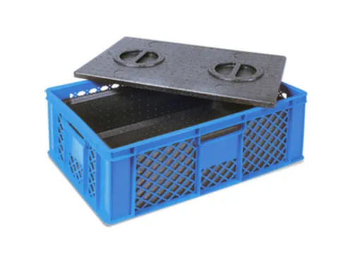 Euronorm-stapelbak,m. isoleerbox,HxLxB 240x600x400mm,20l,PE,blauw