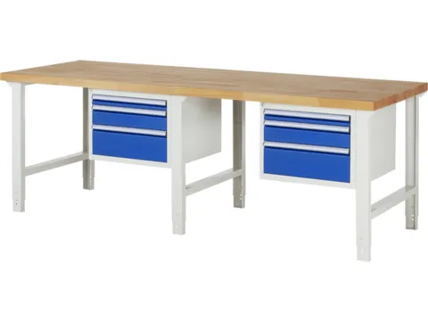 werkbank,HxBxD 790-1140x2500x900mm,beukblad,draagverm. 750kg