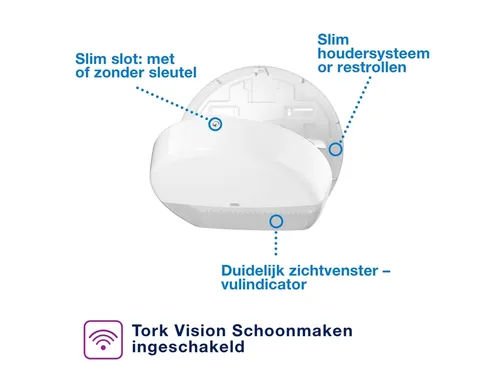 Tork 554000 T1 Jumbo Toiletpapier Dispenser Elevation Wit