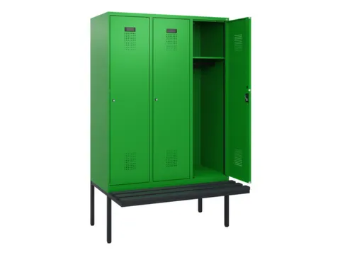 locker met bank,HxBxD 1950x1200x815mm,3vak,vak B 400mm,cilinderslot