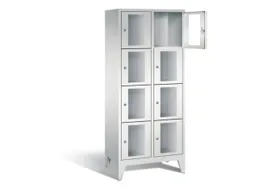 Lockerkast 1850x810x500mm 2x4 vakken Cilinderslot Poten, RAL7035