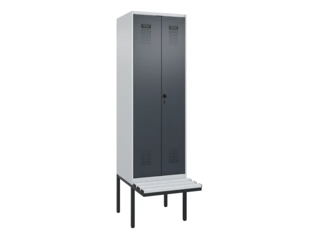 locker met bank,voor scheiding van kleding,HxBxD 2120x600x815mm,2vak