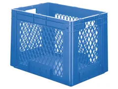 Euronorm Stapelkrat 420x600x400mm 80l Opengewerkt/Bodem Gesl. Blauw