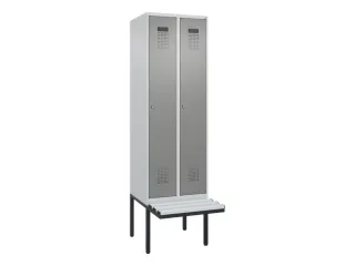 locker met bank,voor scheiding van kleding,HxBxD 2120x600x815mm,2vak - 2