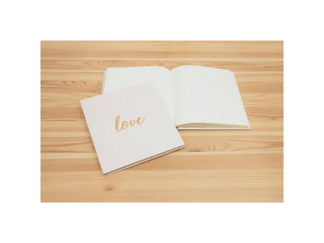 Livre d'or 140 pages tranche or - Format 21x19cm - LOVE Blanc - Blanc