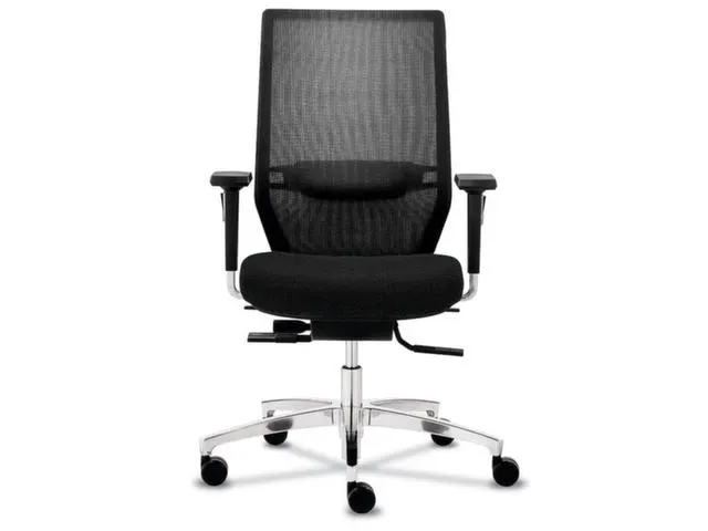 Chaise de bureau Dauphin Piètement poli Dossier maille Noir