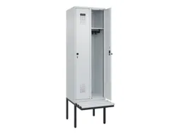 locker met bank,HxBxD 2120x600x815mm,2vak,vak B 300mm,draaigrendel