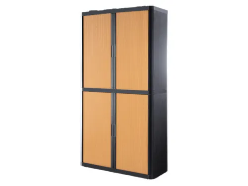 Roldeurkast HxBxD 2040x1100x415mm 4 Oh Romp Antraciet Front Beuken
