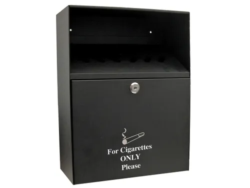 Wandasbak staal 24x30x9cm 7L zwart met 2 sleutels