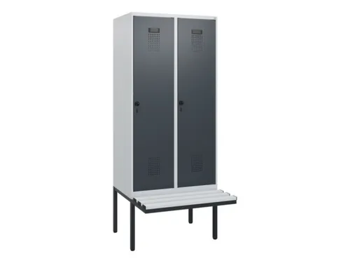 locker met bank,HxBxD 1950x800x815mm,2vak,vak B 400mm,draaigrendel
