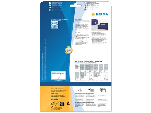 HERMA 4097 Zilver folie-etiketten A4 45,7x21,2mm Glossy 1200 stuks
