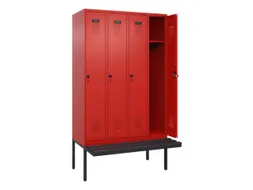 locker met bank,HxBxD 2120x1200x815mm,4vak,vak B 300mm,draaigrendel
