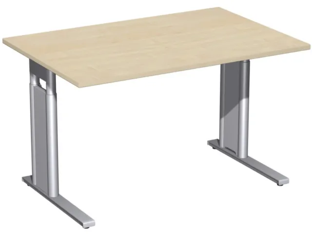 Bureau C-Poot HxBxD 680-800x1200x800mm Decor Esdoorn Zilverkleurig