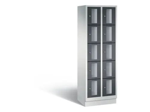 Lockerkast 1800x610x500mm 2x5 vakken Cilinderslot, Sokkel, RAL7021