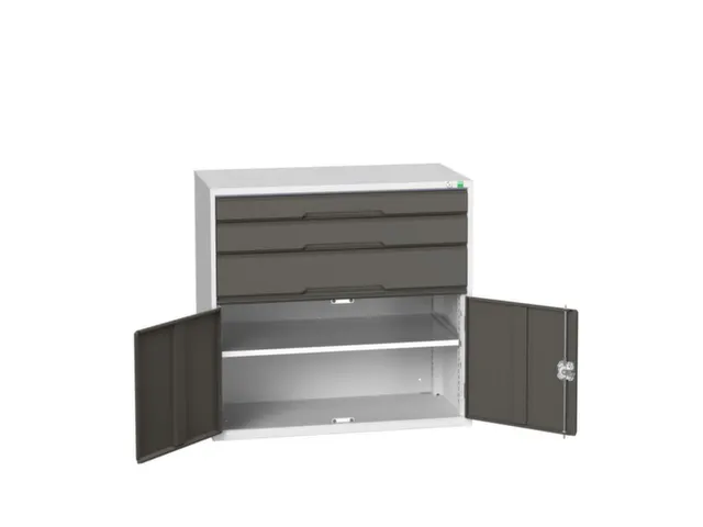 ladekast 1000x1050x550mm 3laden volledig uittrekbaar RAL7035 RAL7016