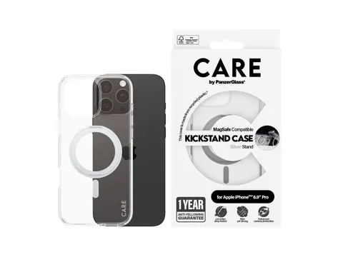 PanzerGlass CARE by Case Transparent w. Silver Kickstand & MagSa