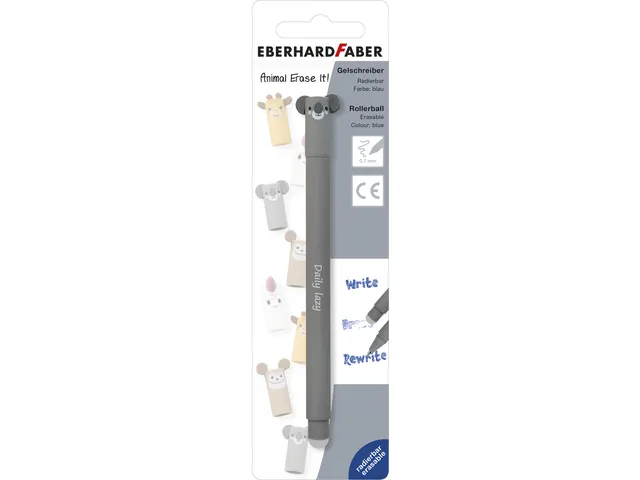 Gelpen Eberhard Faber Animal Erase-It blister ass. kleur schrijfkleur
