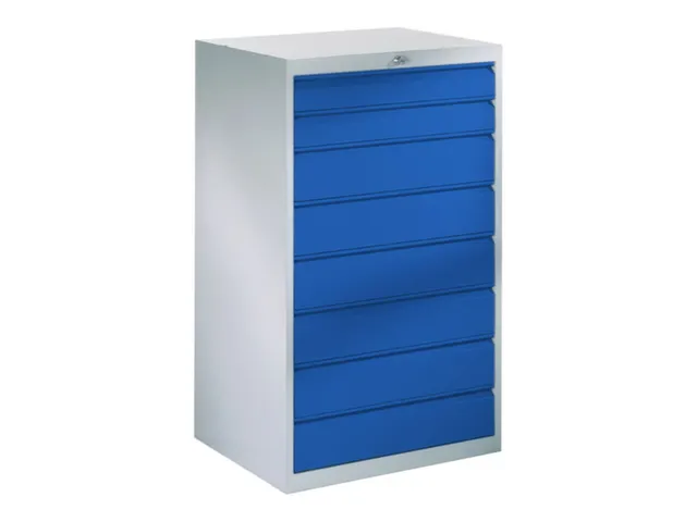 ladekast 1200x715x600mm 8laden cilinderslot RAL7035 front RAL5010