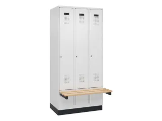 locker met bank,HxBxD 1950x900x815mm,3vak,vak B 300mm,cilinderslot - 2