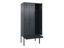 locker met bank,voor scheiding van kleding,HxBxD 2120x900x815mm,3vak