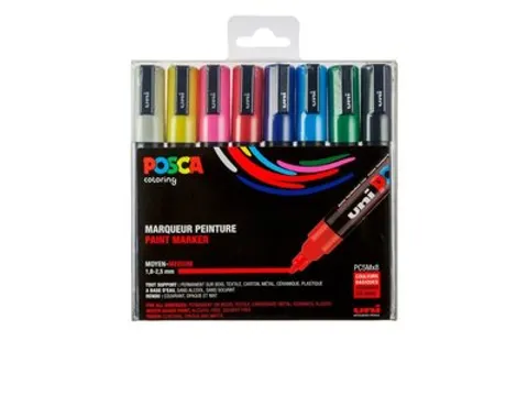 Verfstift Posca PC5M Medium Punt 1,8-2,5mm set à 8 kleuren