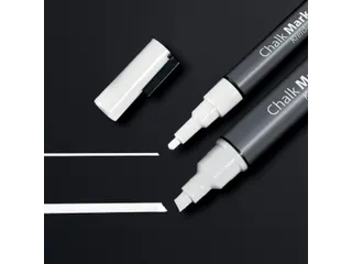 Krijtstift Sigel wit set 2 stuks ronde- en beitelpunt - 1