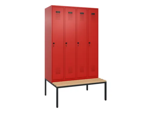 locker met bank,voor scheiding van kleding,HxBxD 2120x1200x815mm,4vak