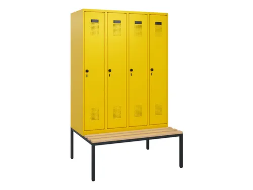 locker met bank,HxBxD 1950x1200x815mm,4vak,vak B 300mm,draaigrendel