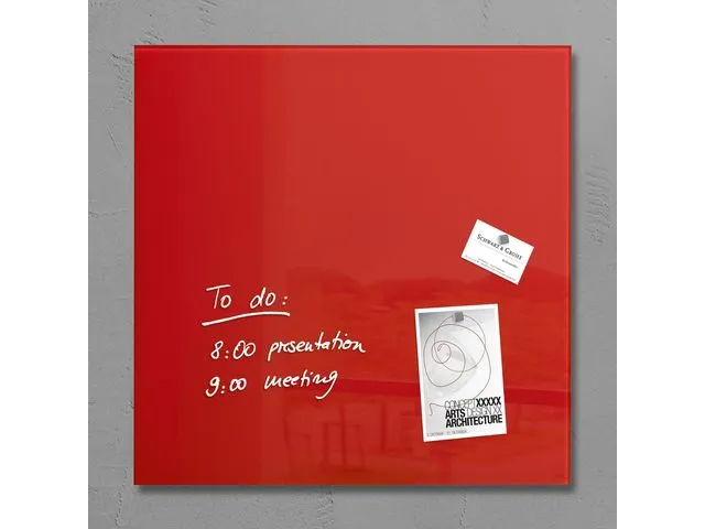 glasmagneetbord Sigel Artverum 48x48x1.5cm rood