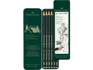 Potlood Faber-Castell 9000 6 hardheden in blik - 4