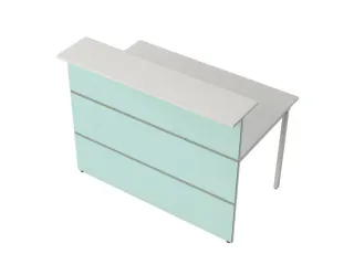 Balie Aanbouwelement bxd 1350x1015mm Recht Glazen Front wit - 1