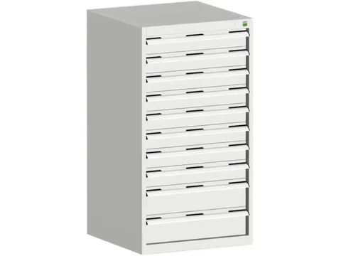 ladekast HxBxD 1200x650x650mm 10 laden staal Ral7035 lichtgrijs