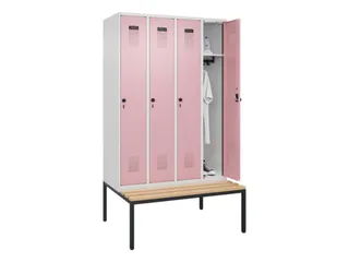 locker met bank,HxBxD 2120x1200x815mm,4vak,vak B 300mm,draaigrendel - 1