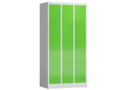 Lockerkast 1800x870x500mm 3x4 vakken cilinderslot, sokkel, RAL6018