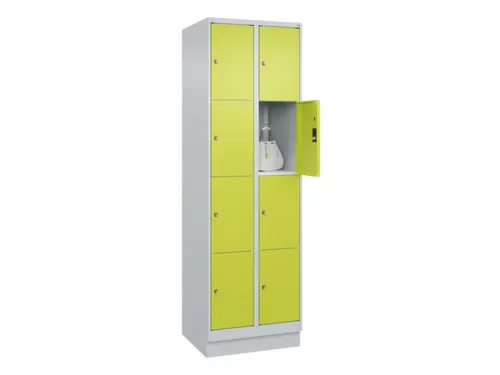 lockerkast,HxBxD 1950x600x500mm,2x4vakken,vak B 300mm,cil.-slot,sokkel