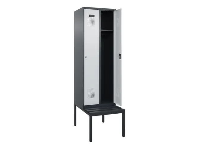 locker met bank,HxBxD 2120x600x815mm,2vak,vak B 300mm,cilinderslot