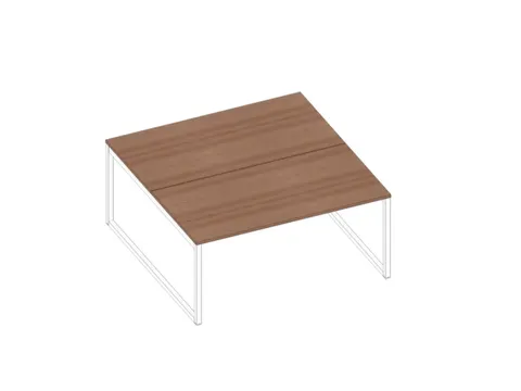 benchtafel,HxBxD 730x1600x1600mm,blad canaletto-hout,sledeframe wit