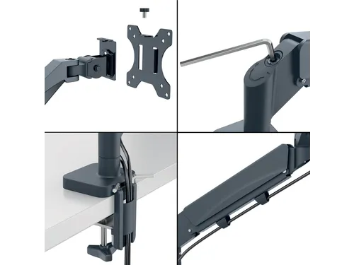 Monitorarm Leitz Ergo ruimtebesparend dubbel donkergrijs