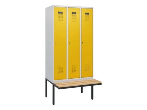 locker met bank,HxBxD 1950x900x815mm,3vak,vak B 300mm,cilinderslot