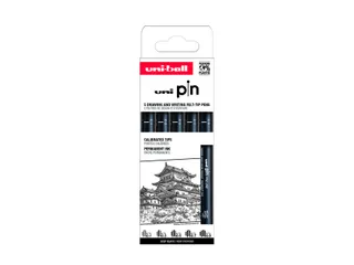 Fineliner Uni-ball Pin ASP008 set à 5 breedtes zwart - 2