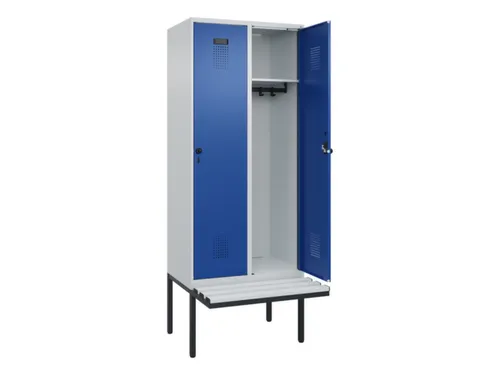 locker met bank,HxBxD 2120x800x815mm,2vak,vak B 400mm,draaigrendel
