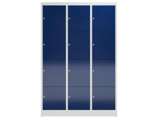 Lockerkast 1800x1185x500mm 3x4 vakken cilinderslot, sokkel, RAL5010 - 2